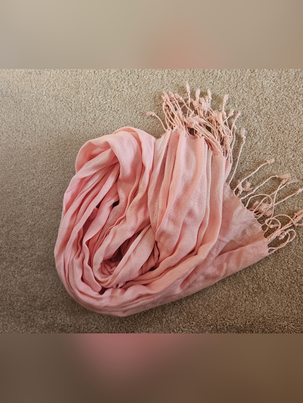 Ashley Cooper Soft Pink Fringed Wrap Scarf